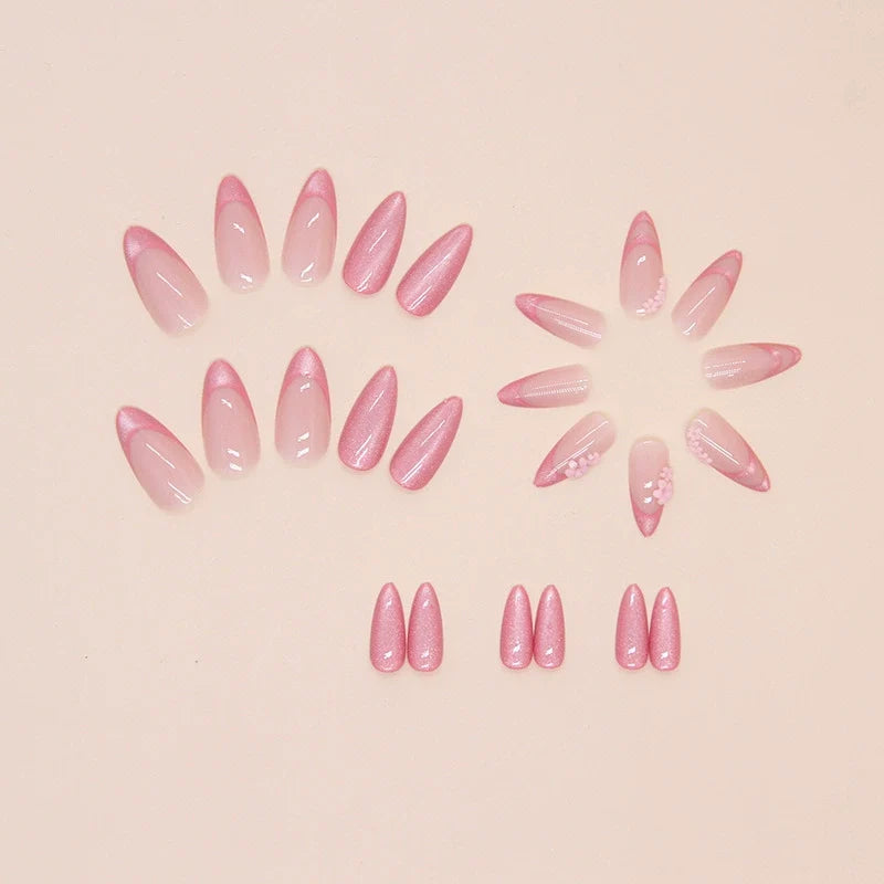 Pink Sakura Flower Almond Press-on Nails