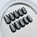 Galaxy Chrome Black Squoval Press-on Nails