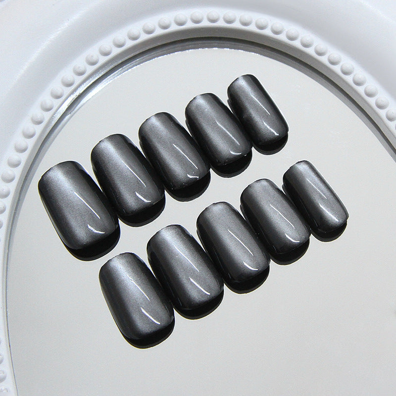 Galaxy Chrome Black Squoval Press-on Nails