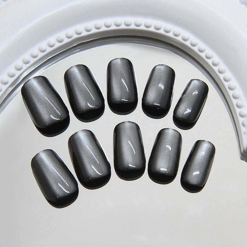 Galaxy Chrome Black Squoval Press-on Nails