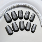 Galaxy Chrome Black Squoval Press-on Nails