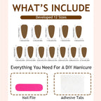 Marbled Foil Dark Tones Almond Press-on Nails