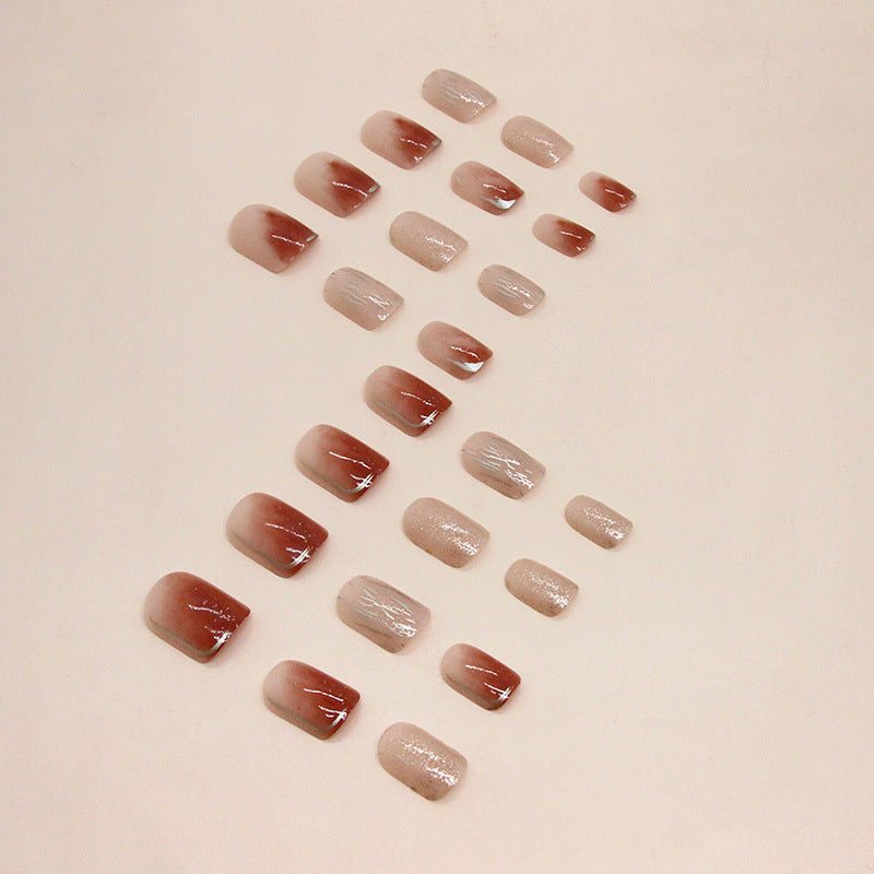 Caramel Amber Glitter Squoval Press-on Nails