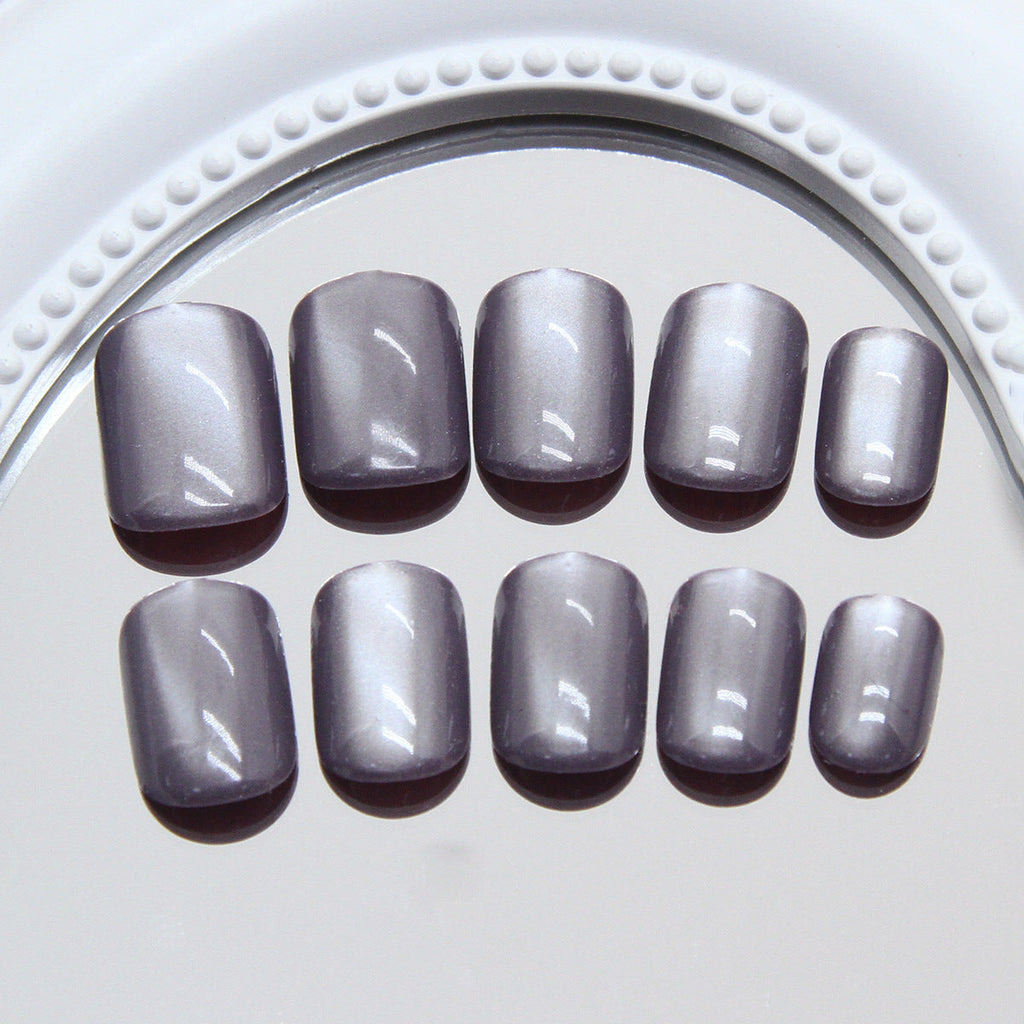 Grape Purple Cat-Eye Squoval Press-on Nails
