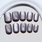 Grape Purple Cat-Eye Squoval Press-on Nails