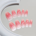 Silver Foil Pink Blush Coffin Press-on Nails
