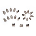 Silver Foil Black Grey Ombre Coffin Press-on Nails