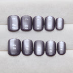 Grape Purple Cat-Eye Squoval Press-on Nails