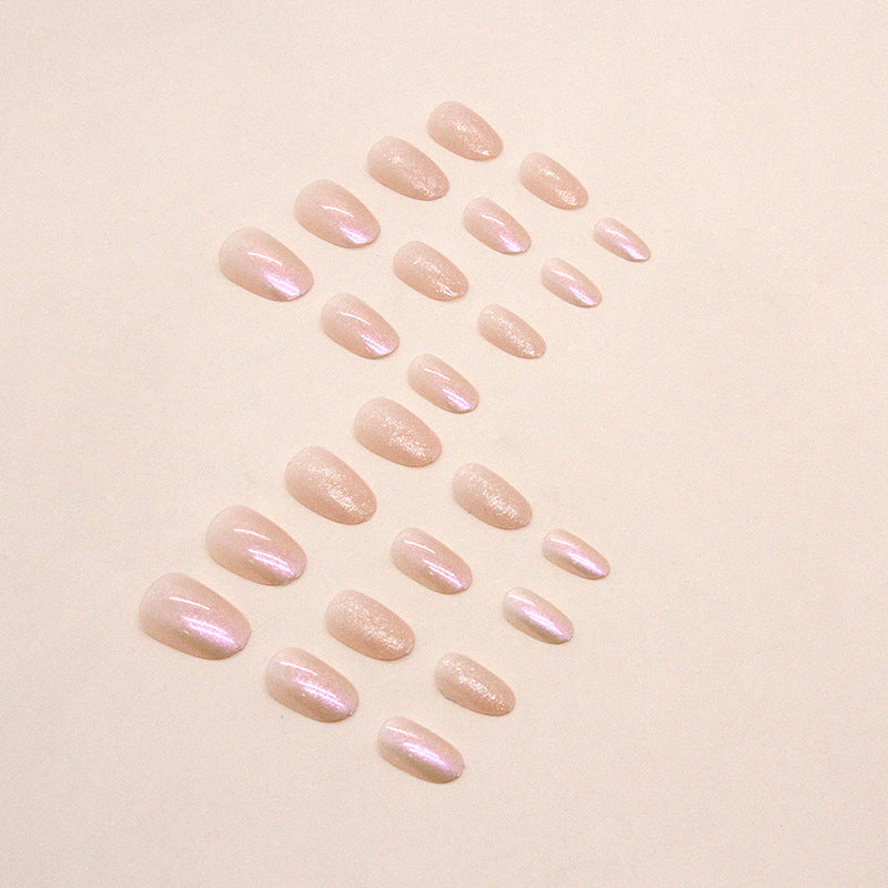 Peachy Glitter Chrome Oval Press-on Nails
