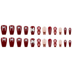 Fancy Bow Red Coffin Press-on Nails