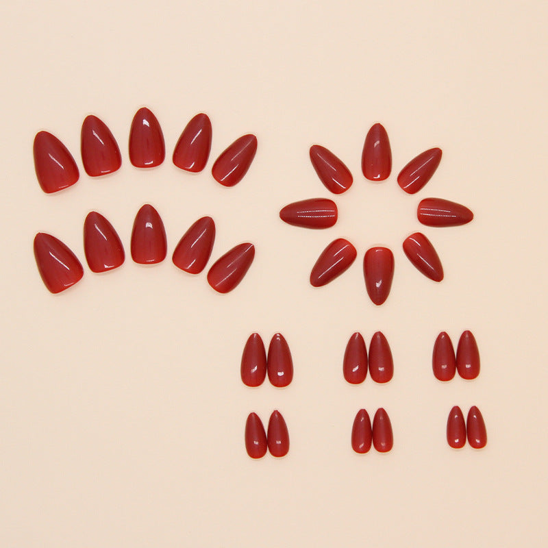 Scarlet Red Almond Press-on Nails