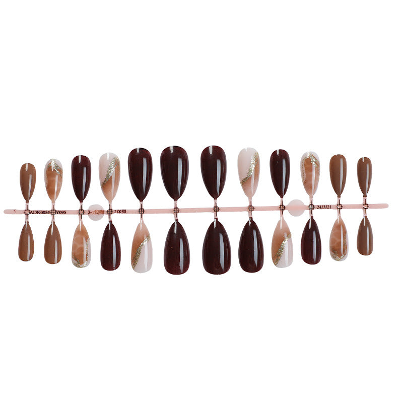 Marbled Foil Dark Tones Almond Press-on Nails