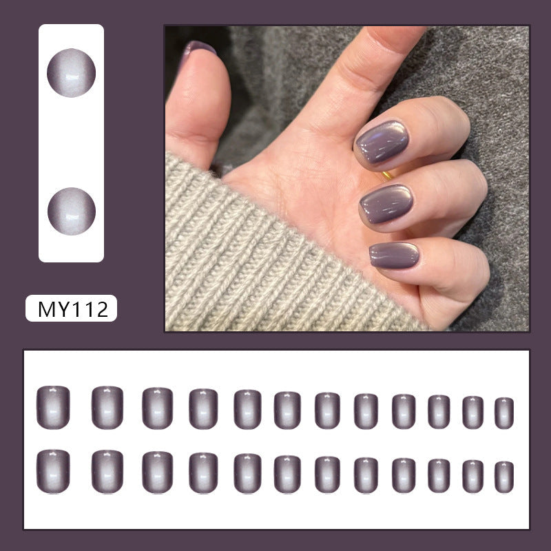 Grape Purple Cat-Eye Squoval Press-on Nails