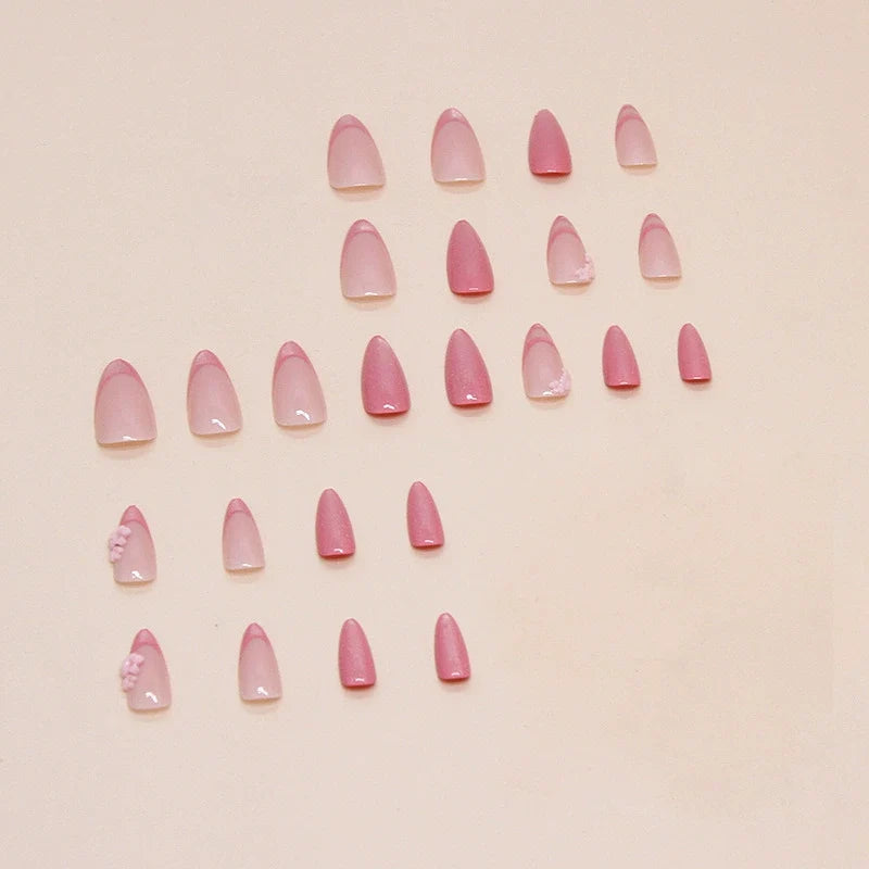 Pink Sakura Flower Almond Press-on Nails