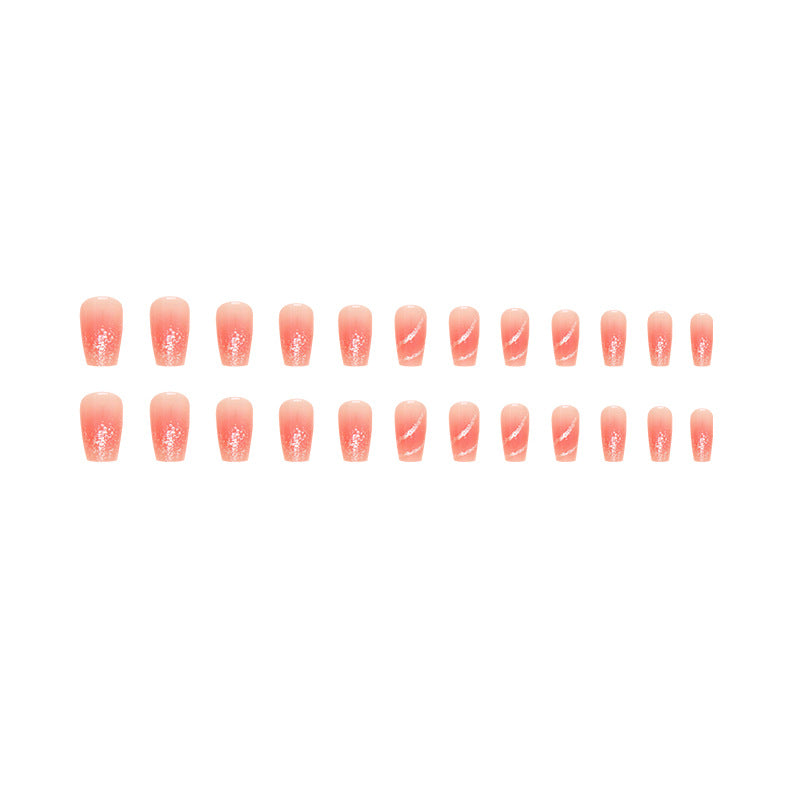 Silver Foil Pink Blush Coffin Press-on Nails