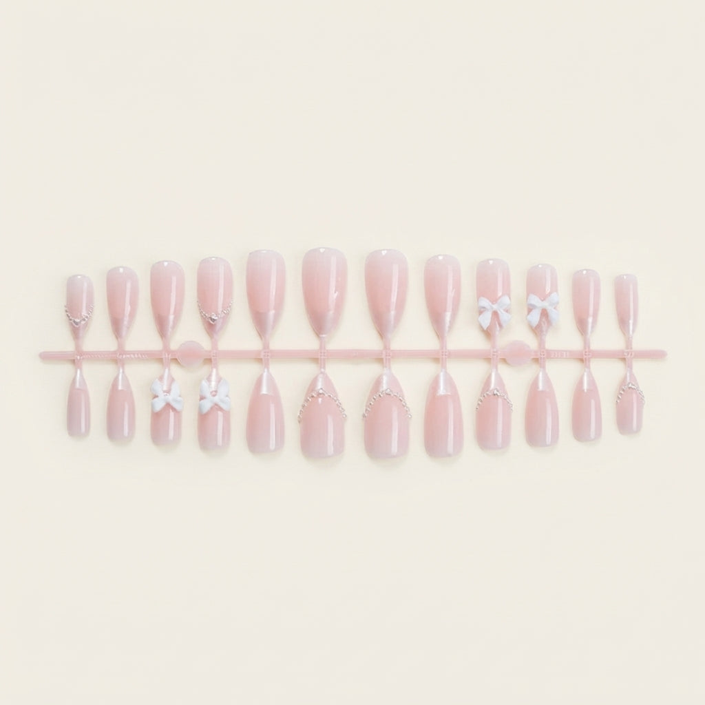 Pearl & Bow Shiny Squoval Press-on Nails