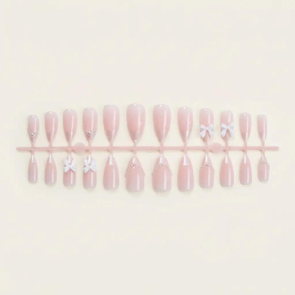 Pearl & Bow Shiny Squoval Press-on Nails