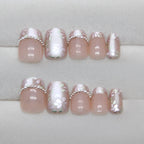 Pearly Flower Square Press-on Nails