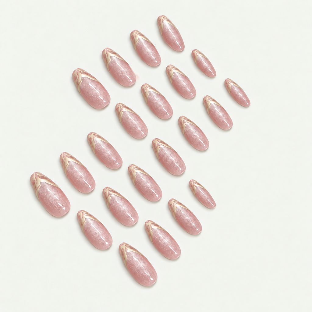 Pinkish Gold Foil Press-on Nails