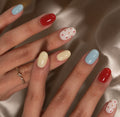 Red Polka Mix Round Press-on Nails