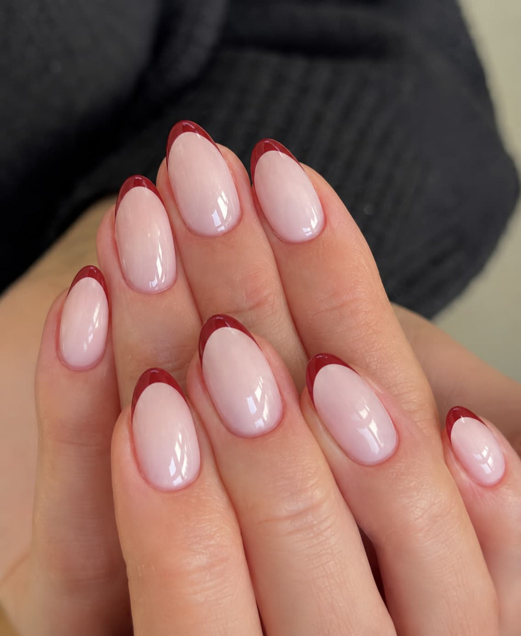 Retro Red French Almond Press-on Nails