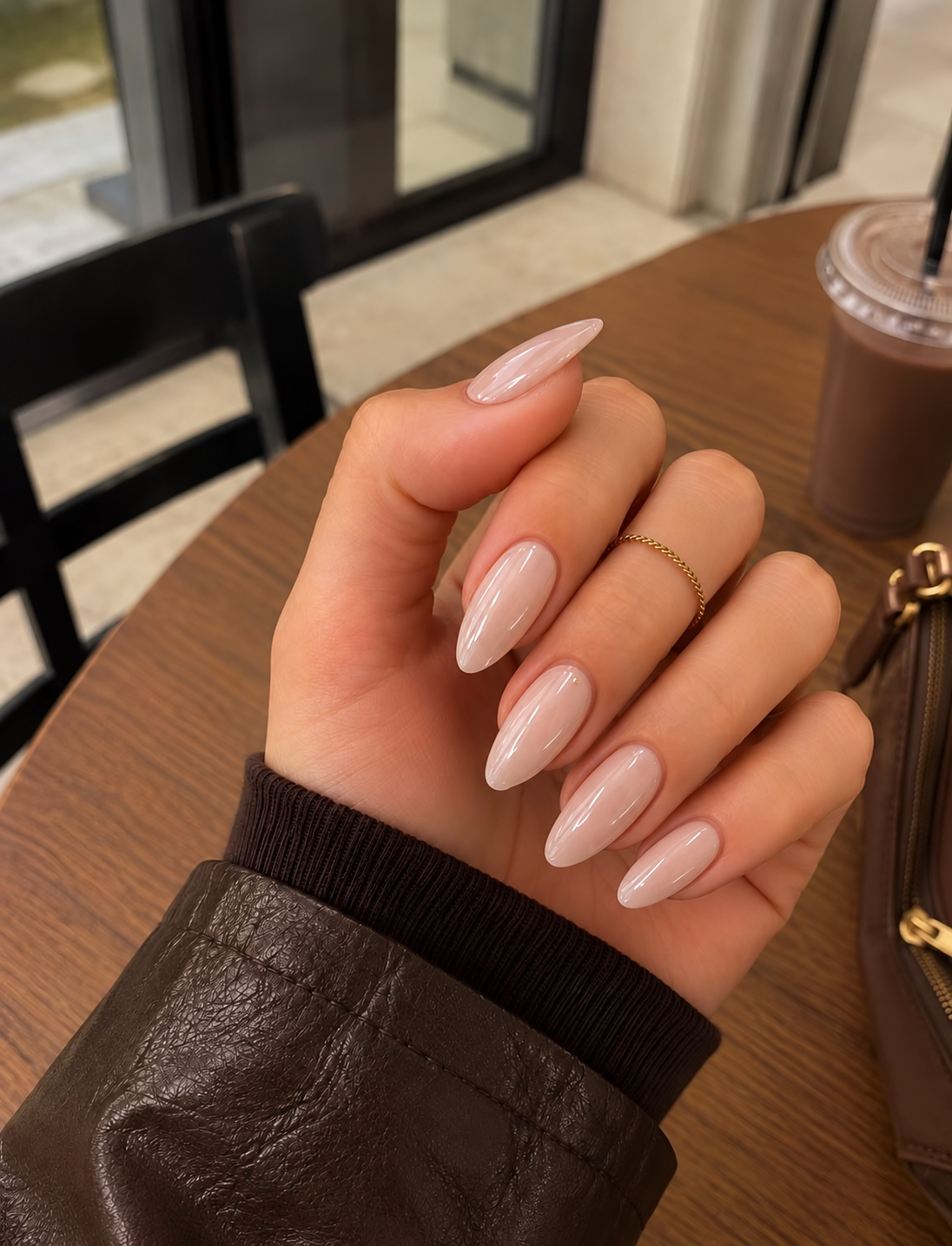 Shiny Pink Long Almond Press-On Nails