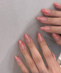 Silver Foil Pink Blush Coffin Press-on Nails