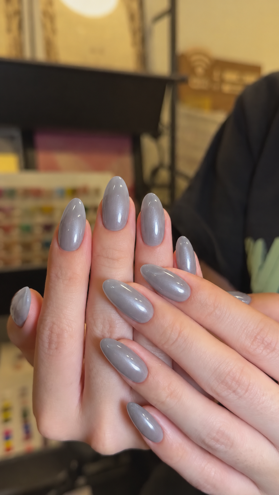 Titanium Grey Shiny Press-On Nail