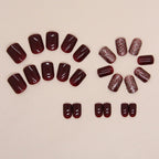 Glittery Maroon Squoval Press-on Nails