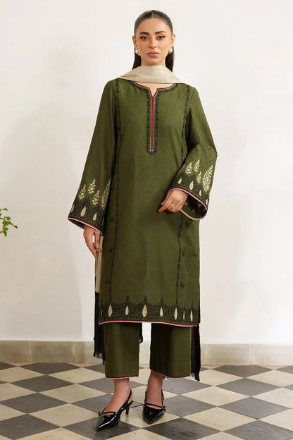 Jazmin Jacquard Embroidered 3PC with Wool Shawl - Unstitched