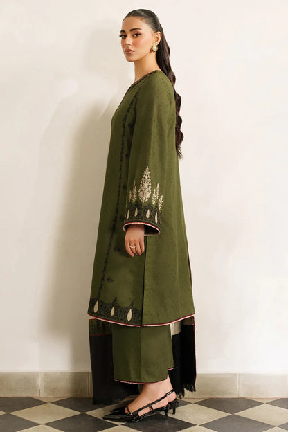 Jazmin Jacquard Embroidered 3PC with Wool Shawl - Unstitched