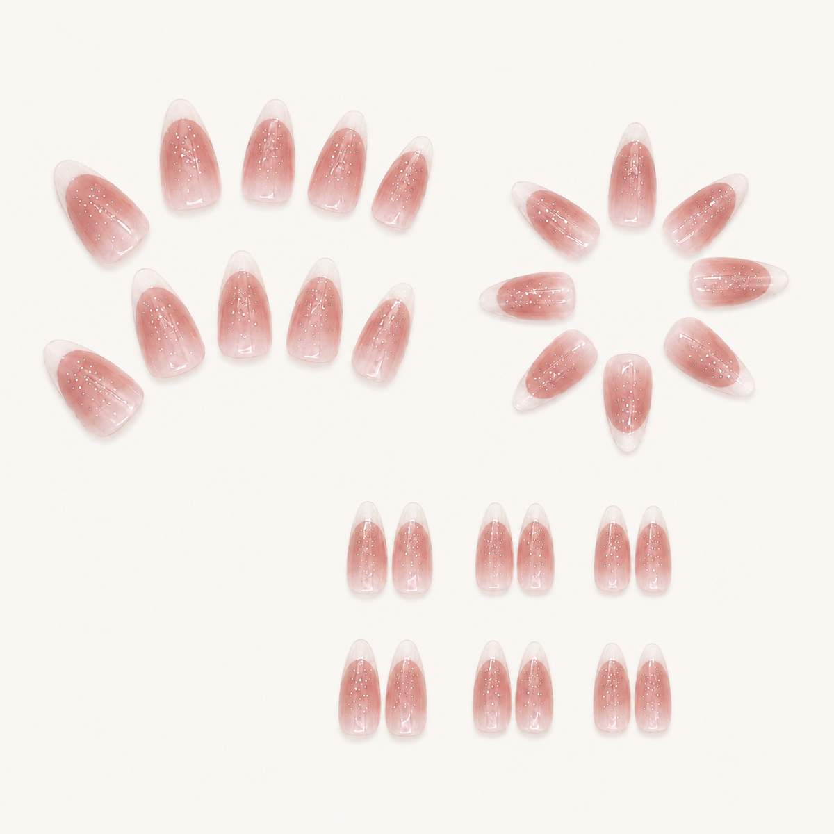 Salmon Pink Almond Press-On Nails.