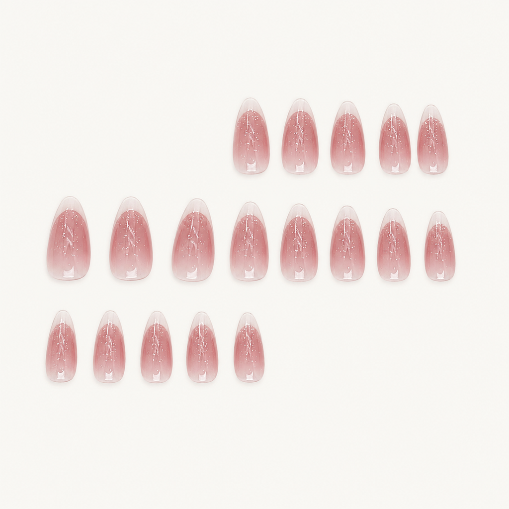 Salmon Pink Almond Press-On Nails.