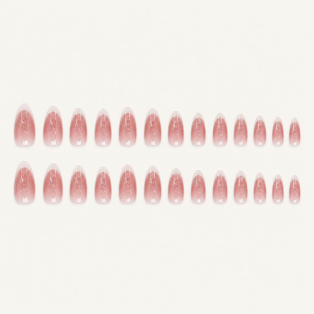 Salmon Pink Almond Press-On Nails.