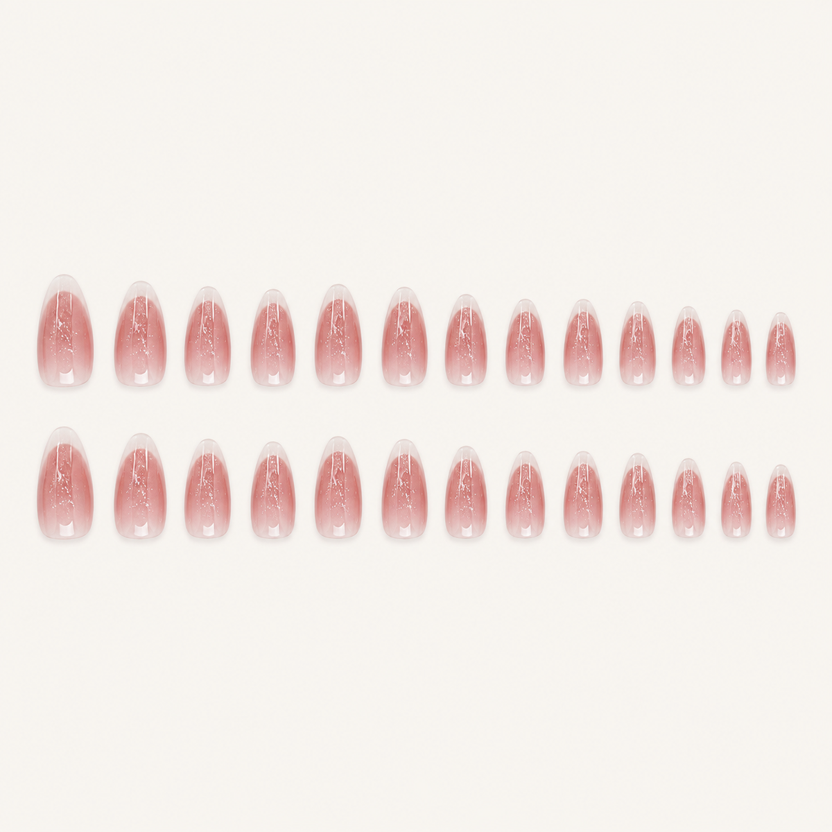 Salmon Pink Almond Press-On Nails.